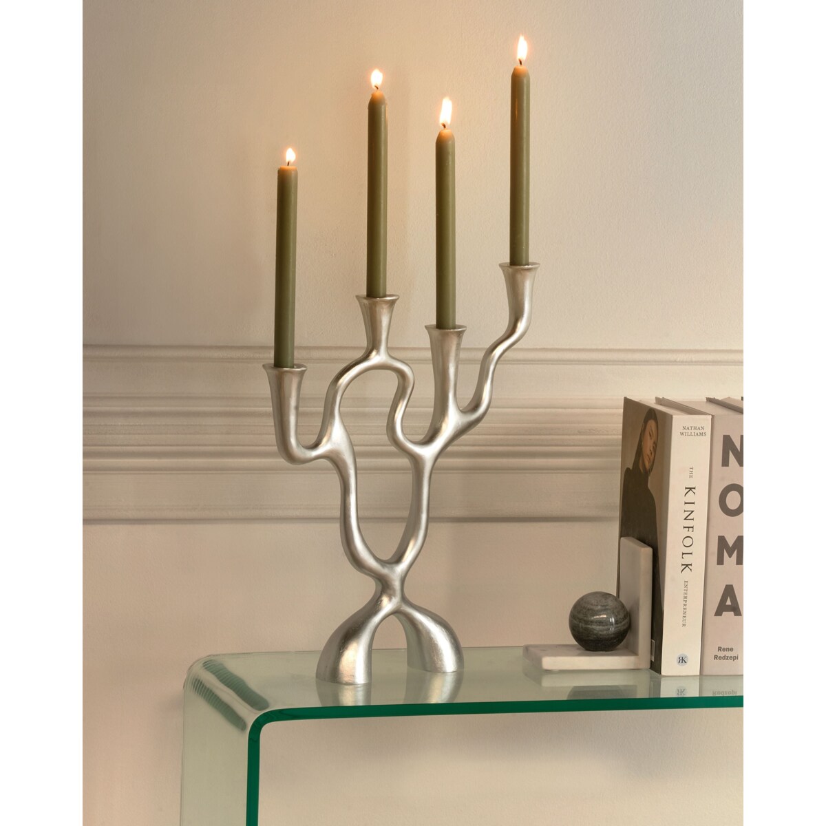 Świecznik FAMOES Metal 41 cm Srebrny