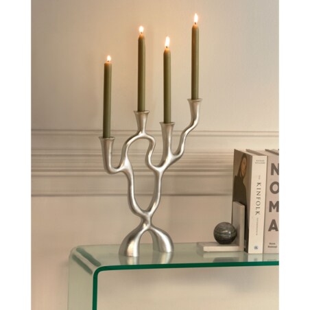 Świecznik FAMOES Metal 41 cm Srebrny