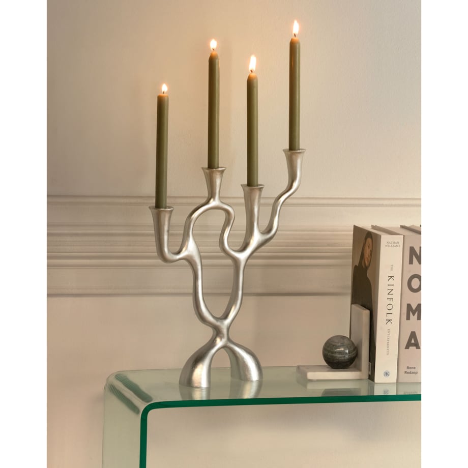 Świecznik FAMOES Metal 41 cm Srebrny