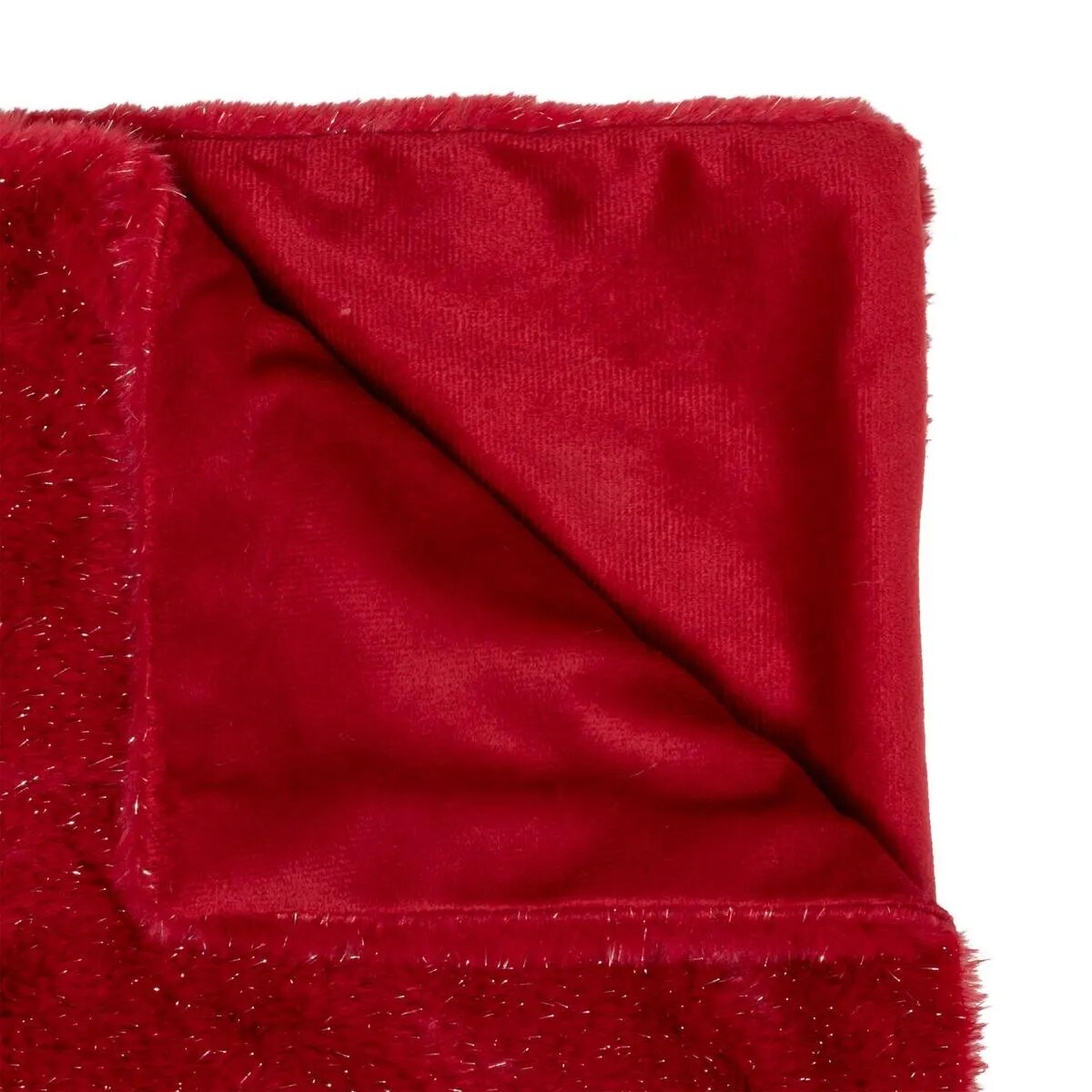 Pled koc pluszowy czerwony ze srebrną nitką 130x180 cm