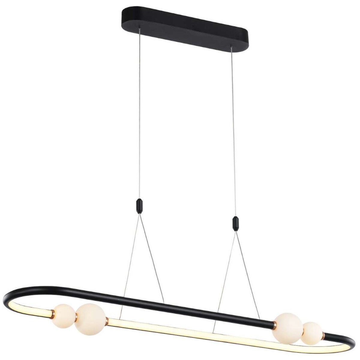 Dekoracyjna LAMPA wisząca LOZANNA PND-20112035-1C-BL Italux metalowa OPRAWA pierścień LED 44W 3000K zwis kule balls czarne