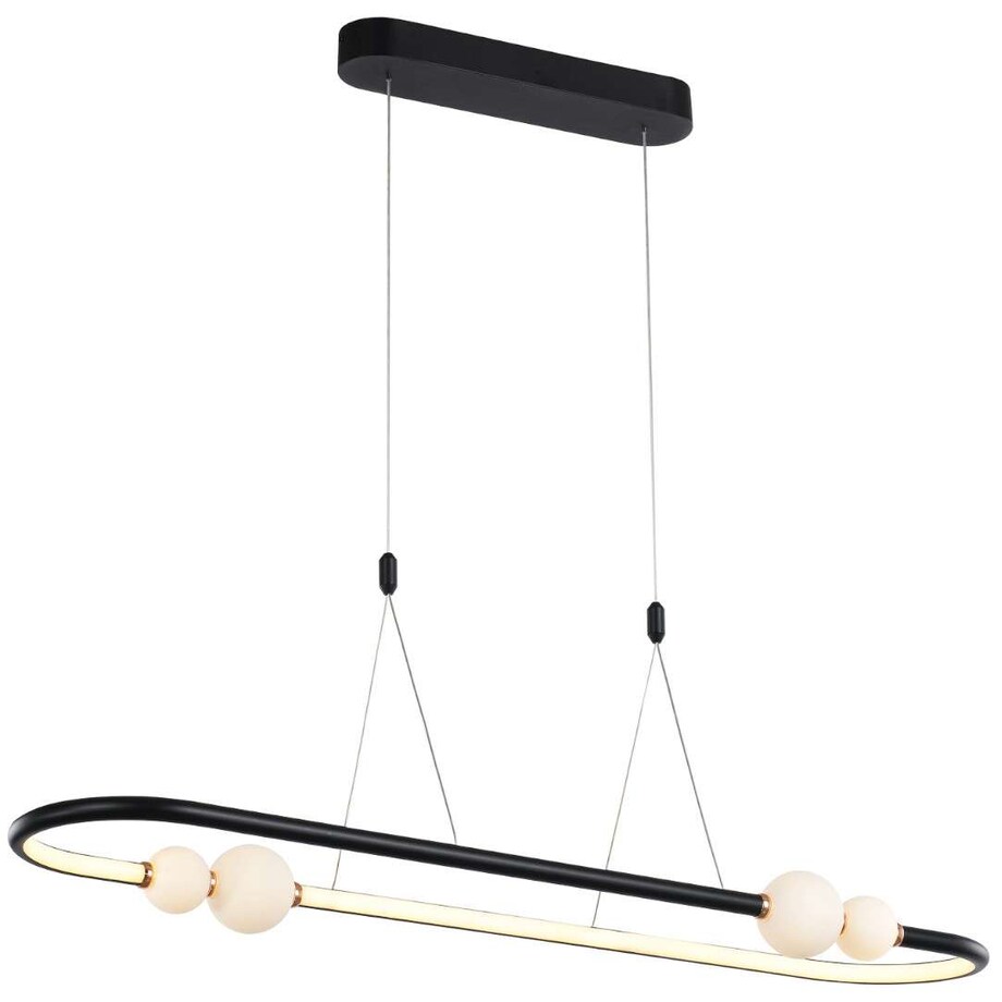 Dekoracyjna LAMPA wisząca LOZANNA PND-20112035-1C-BL Italux metalowa OPRAWA pierścień LED 44W 3000K zwis kule balls czarne