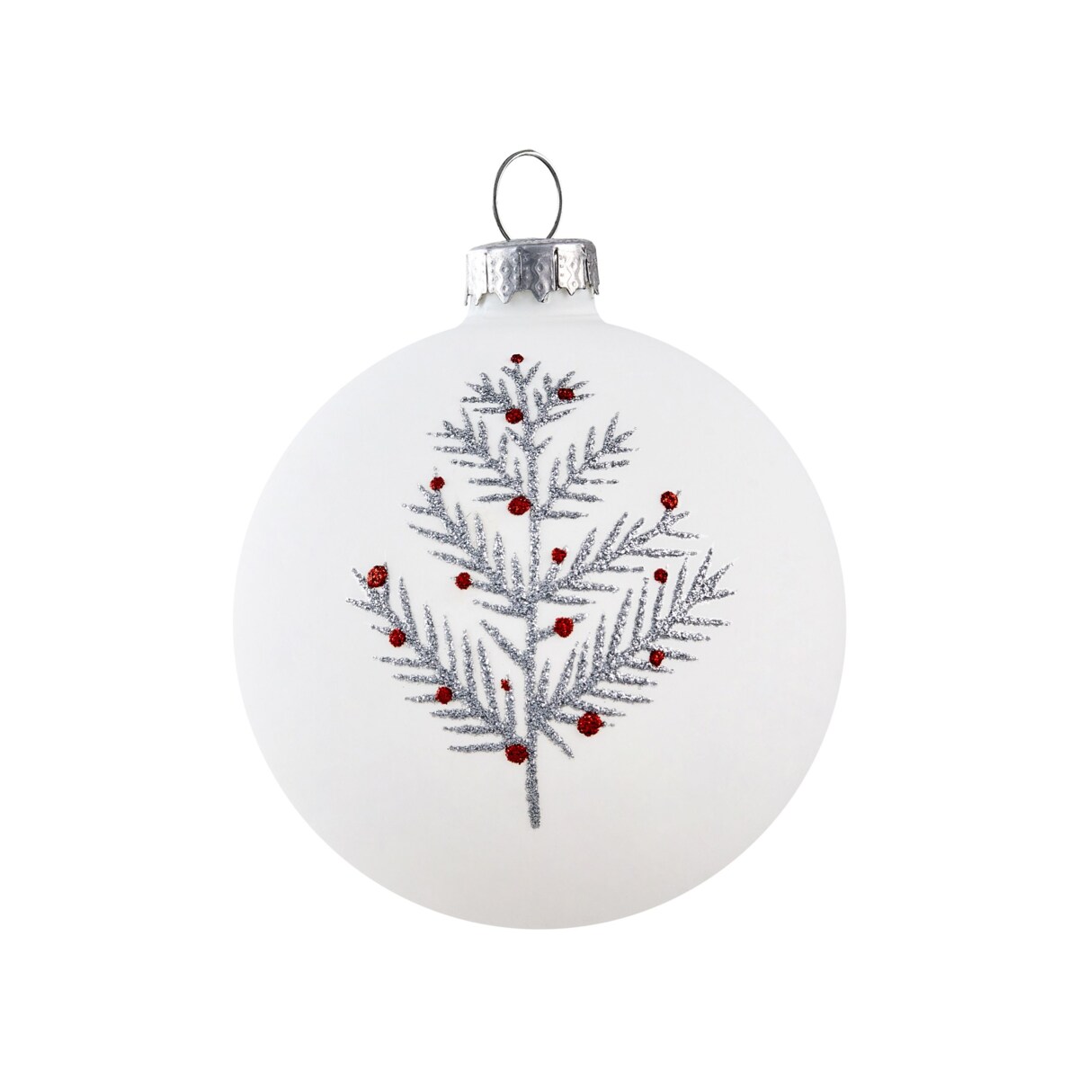 Zestaw 50 bombek SNOWFLAKE Szkło Czerwony/ biały