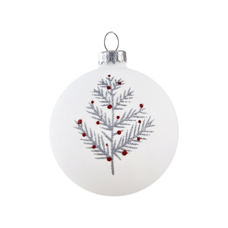 Zestaw 50 bombek SNOWFLAKE Szkło Czerwony/ biały