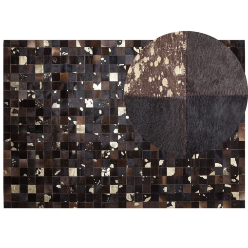 Dywan patchwork skórzany 160 x 230 cm brązowy BANDIRMA