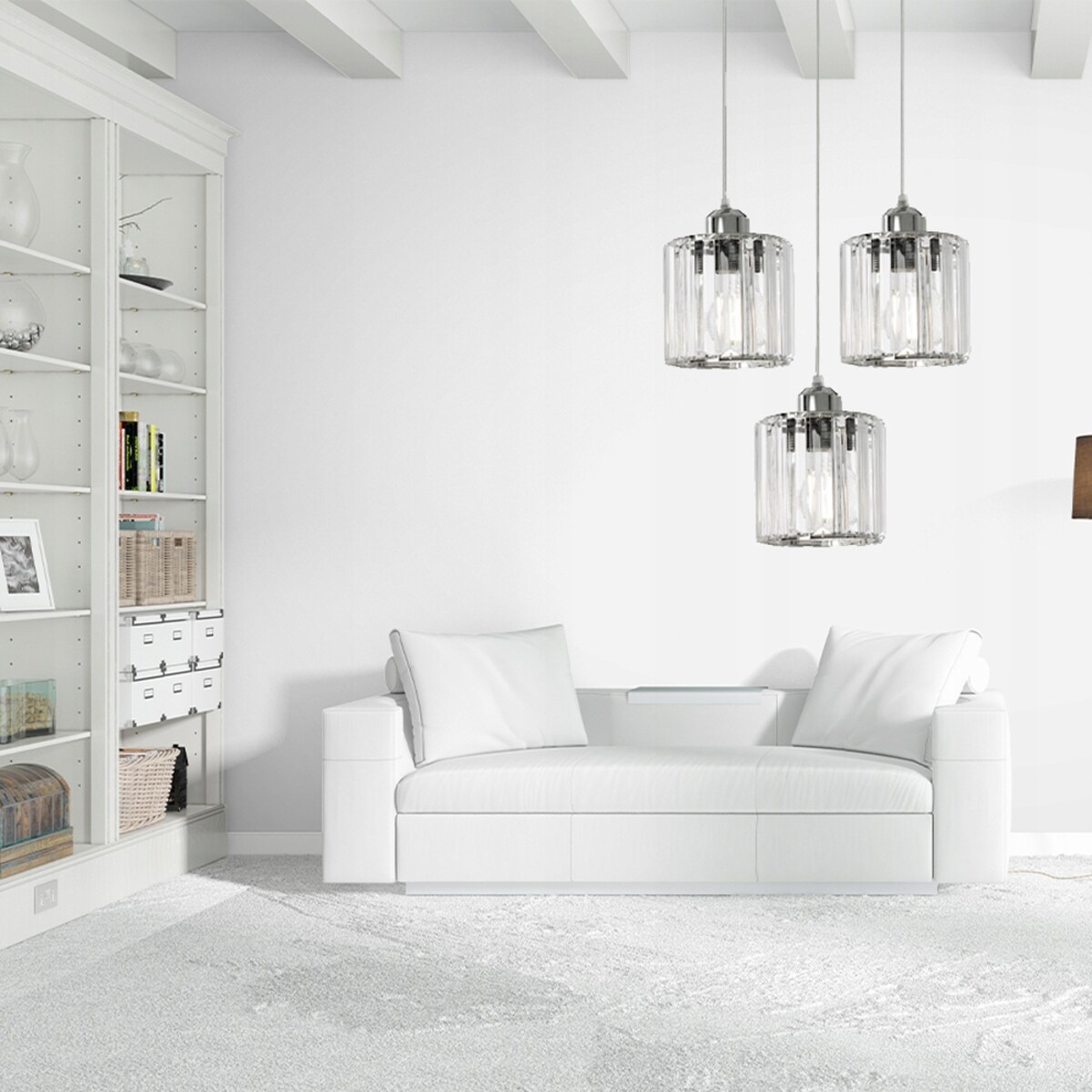 Lampa Wisząca Metalowa Okrągła Kryształ Szklana 3