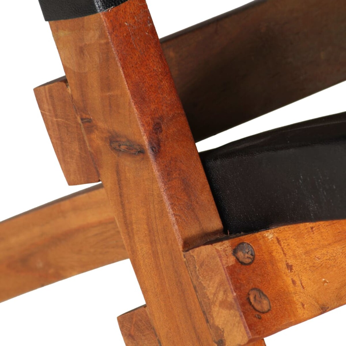 vidaXL Krzesło składane, czarne, skóra naturalna