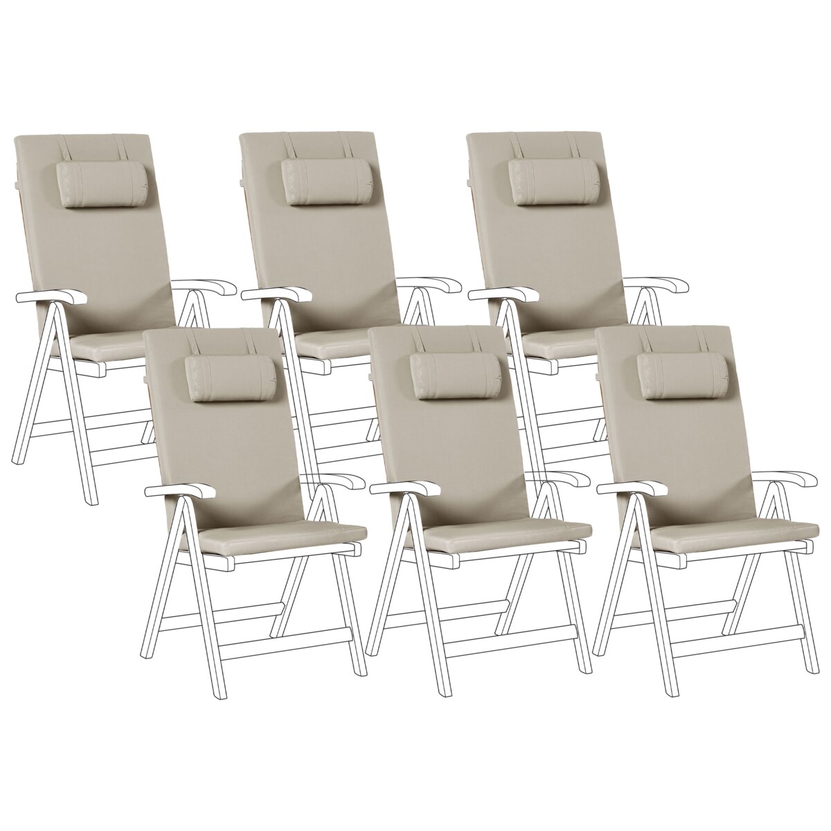 Zestaw 6 poduszek ogrodowych JAVA/AMANTEA PREMIUM 50 x 70 cm Beżowoszary