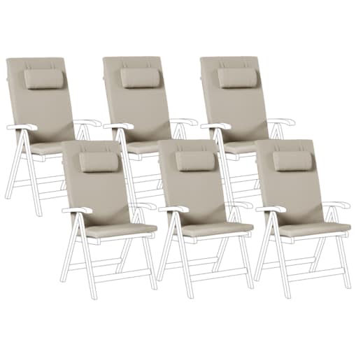 Zestaw 6 poduszek ogrodowych JAVA/AMANTEA PREMIUM 50 x 70 cm Beżowoszary