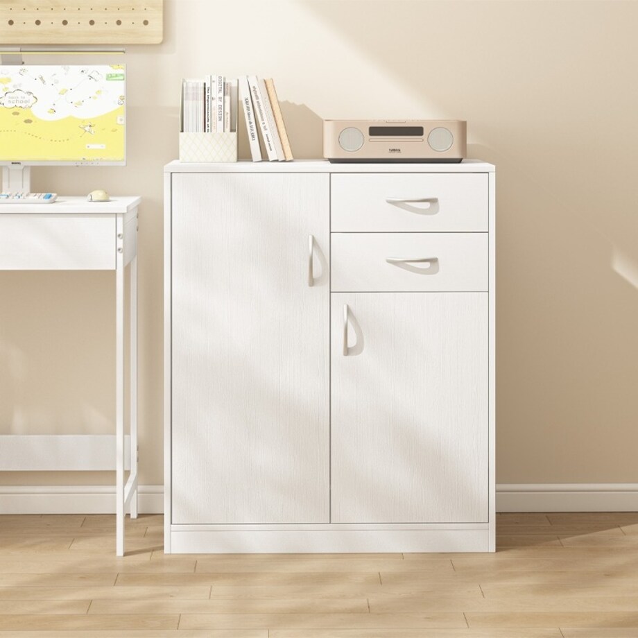 Komoda nowoczesna z szufladami I półkami loft biała regał szafka drzwi 74cm