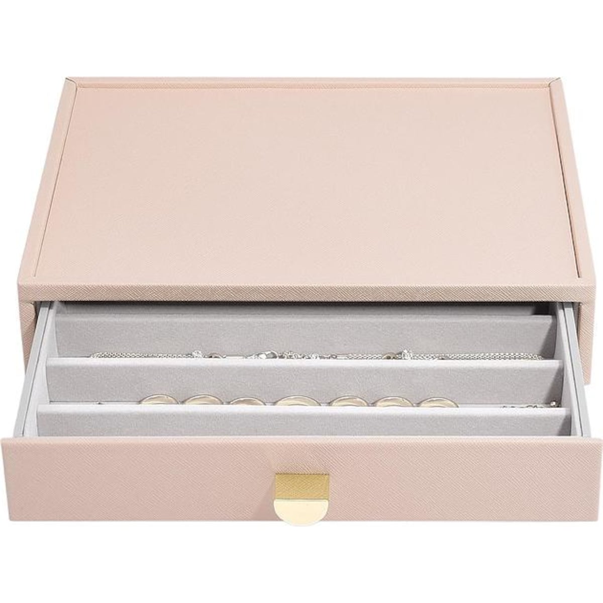 Szkatułka na naszyjniki Stackers classic różowa z szufladą