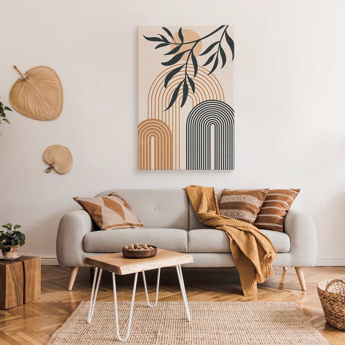 Obraz Gałązka Słońce Szlaczek Boho 80x120cm