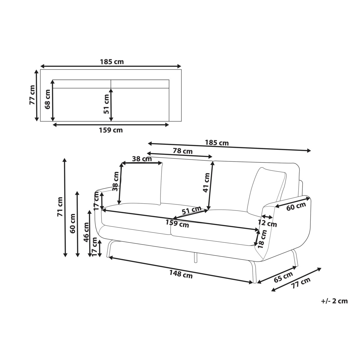 Sofa 3-osobowa jasnobrązowa VESALA