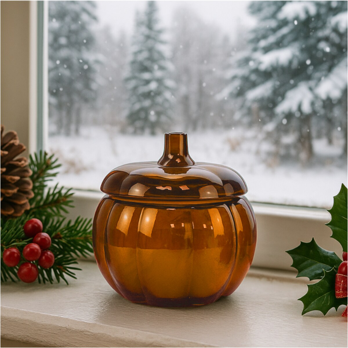 Świeca Na Halloween Jesienna Świeczka Szklana Dynia Dekoracja 11,5 Cm Pomarańczowa