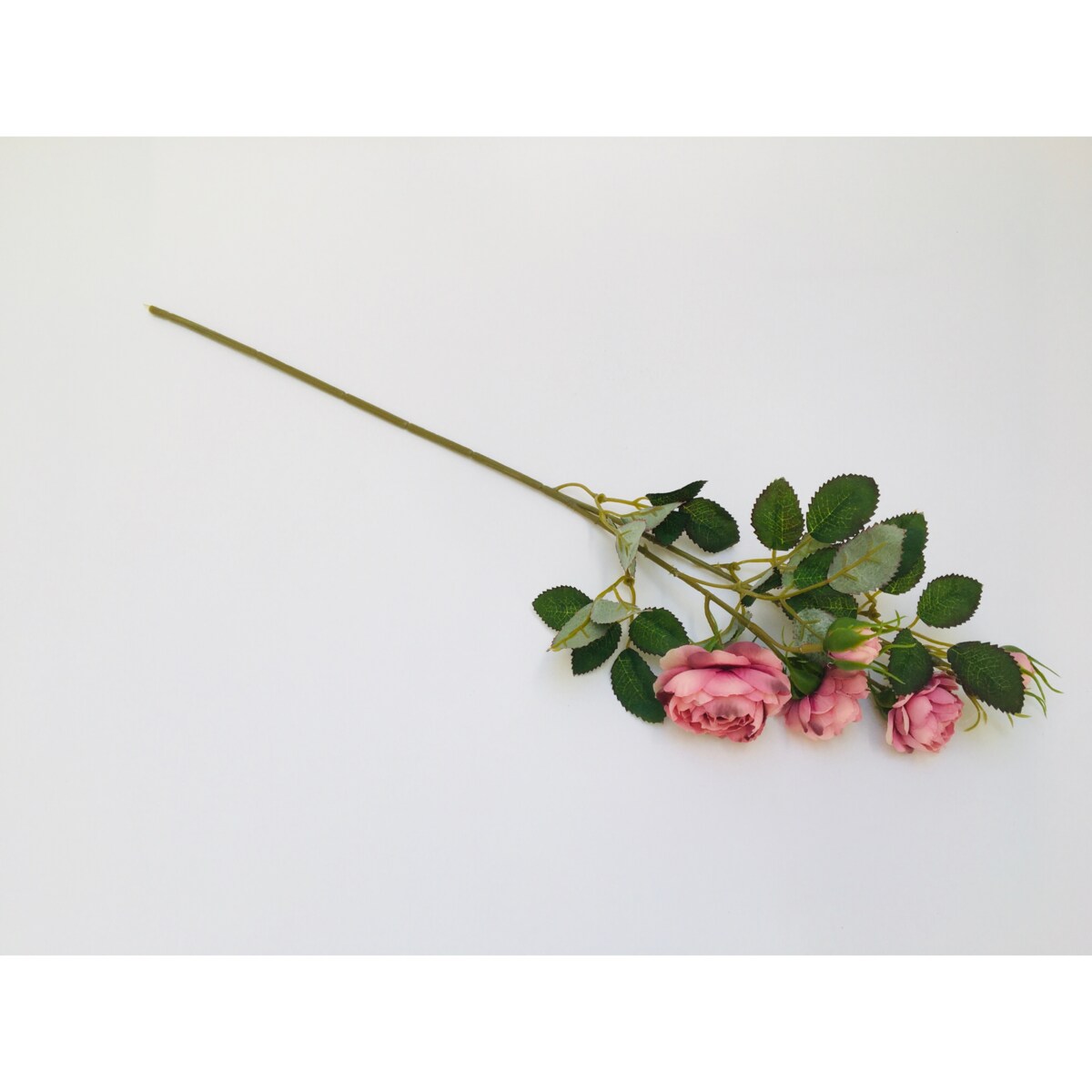 GAŁĄZKA RÓŻA stroika do bukietu sztuczna DEKORACJI pączki liście różowa