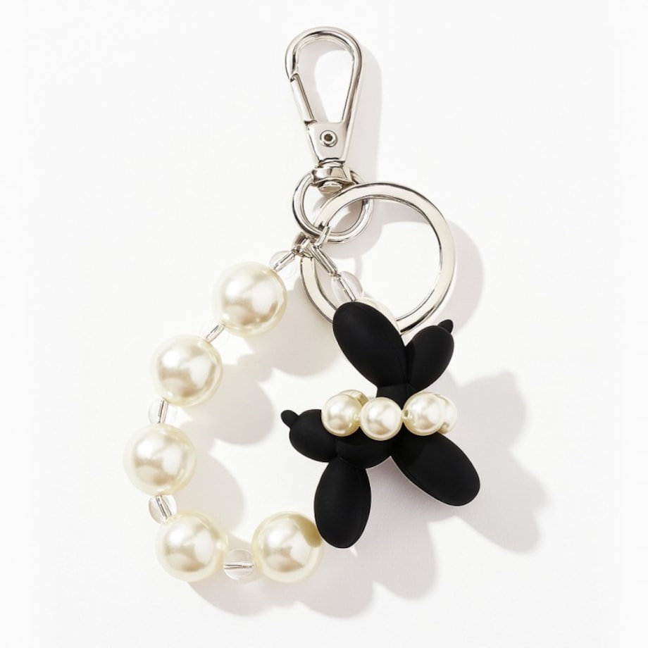 Brelok do kluczy elegancki pudel z perełkami BRL384