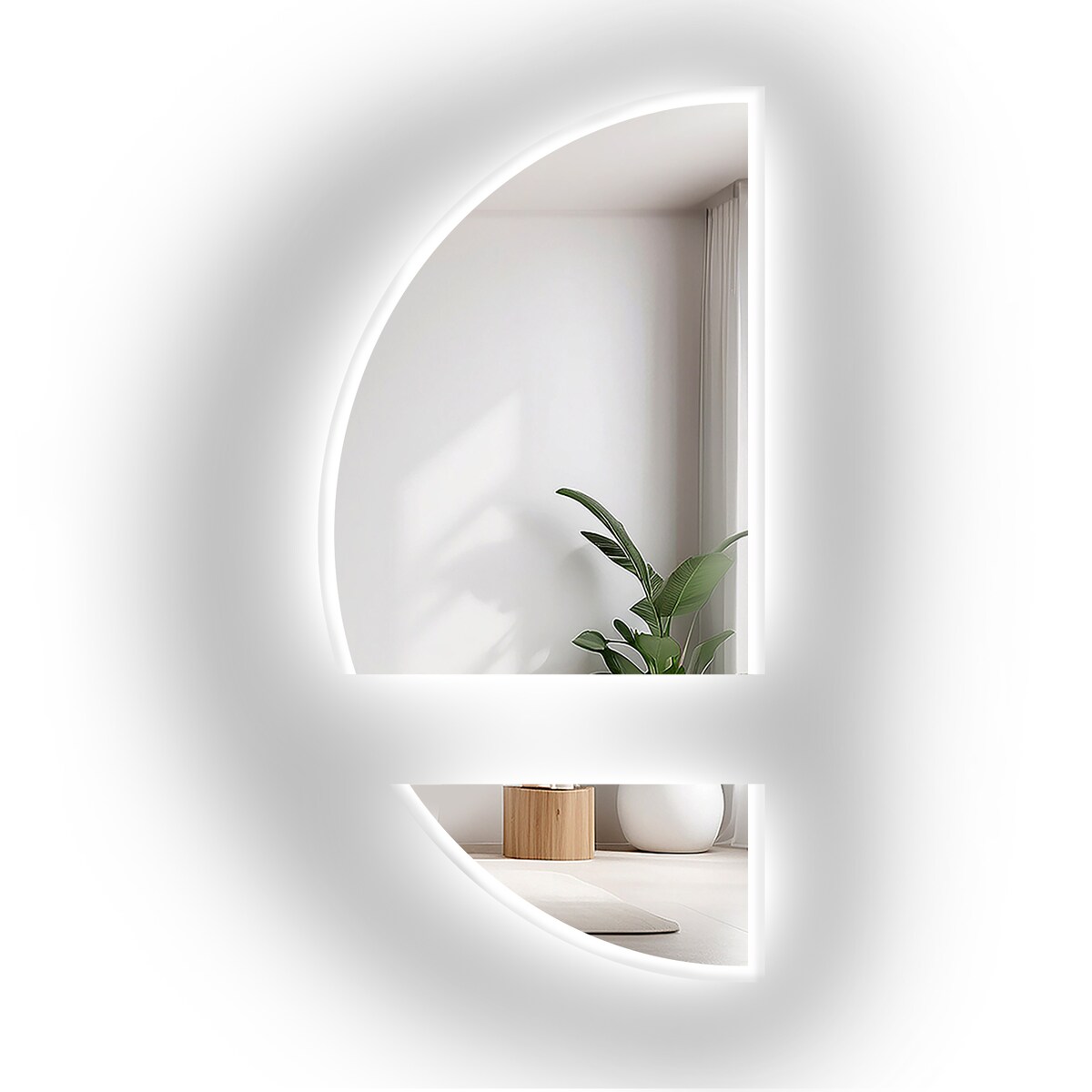 Lustro łazienkowe półokrągłe w dwóch częściach z podświetleniem - DOPPIO LED II