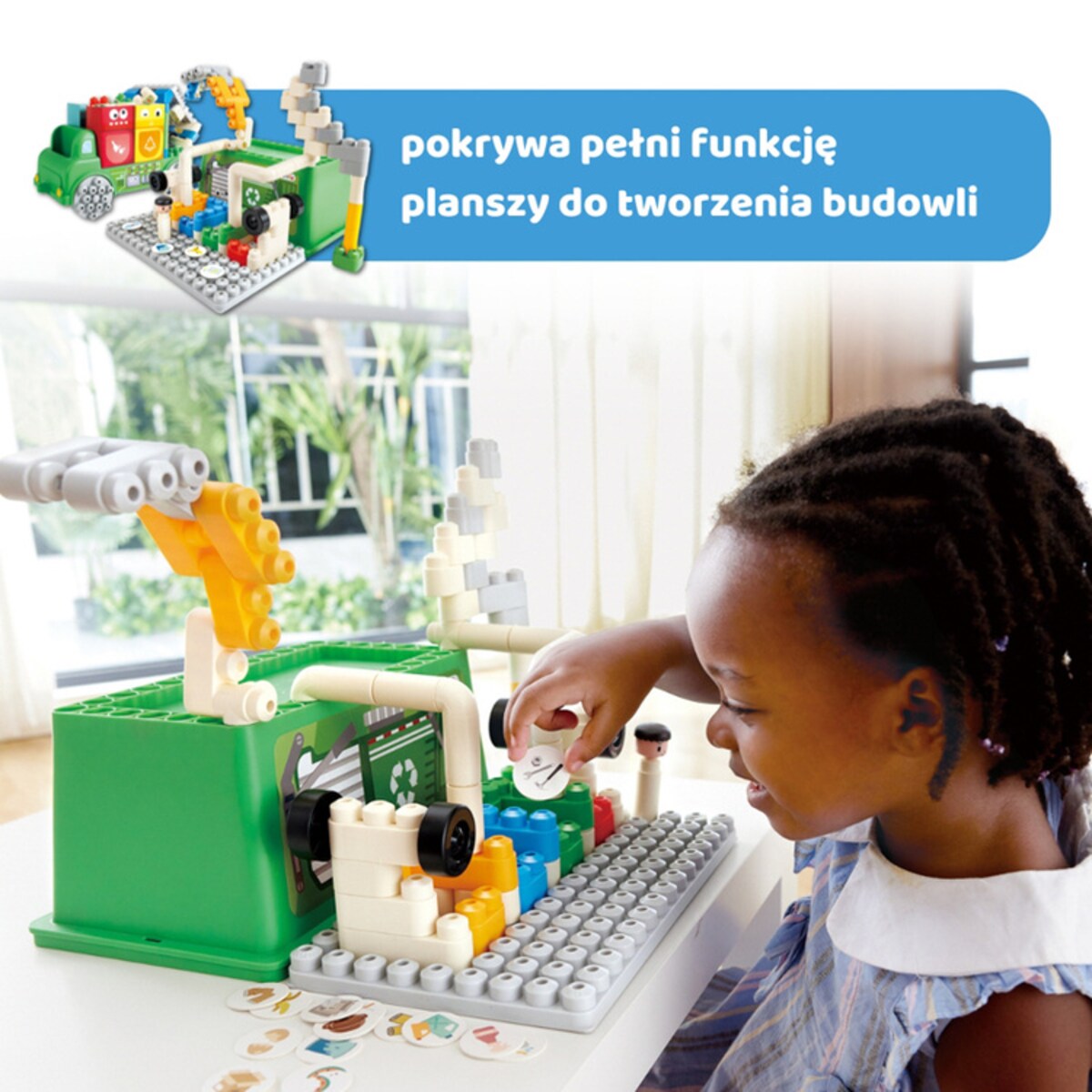 Miękkie Klocki Konstrukcyjne w Aucie Śmieciarka 100 el. 18m+ PolyM