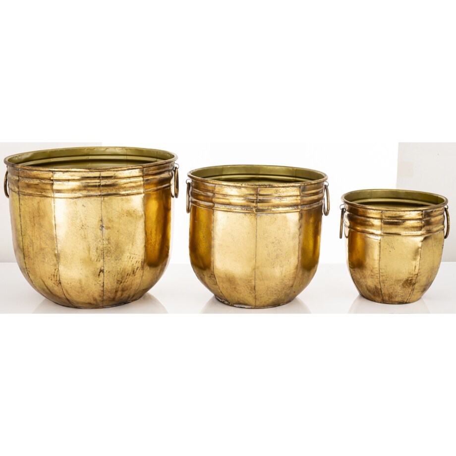 Komplet 3 szt. metalowych osłonek na doniczki 33,5x39,5x39,5 i 30x33 x 33 i 24x24,5x24,5 cm BARILE -2