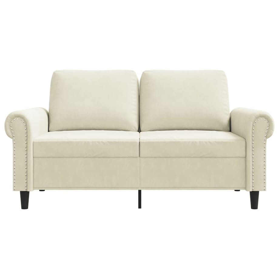 vidaXL Sofa 2-osobowa, kremowy, 120 cm, tapicerowana aksamitem