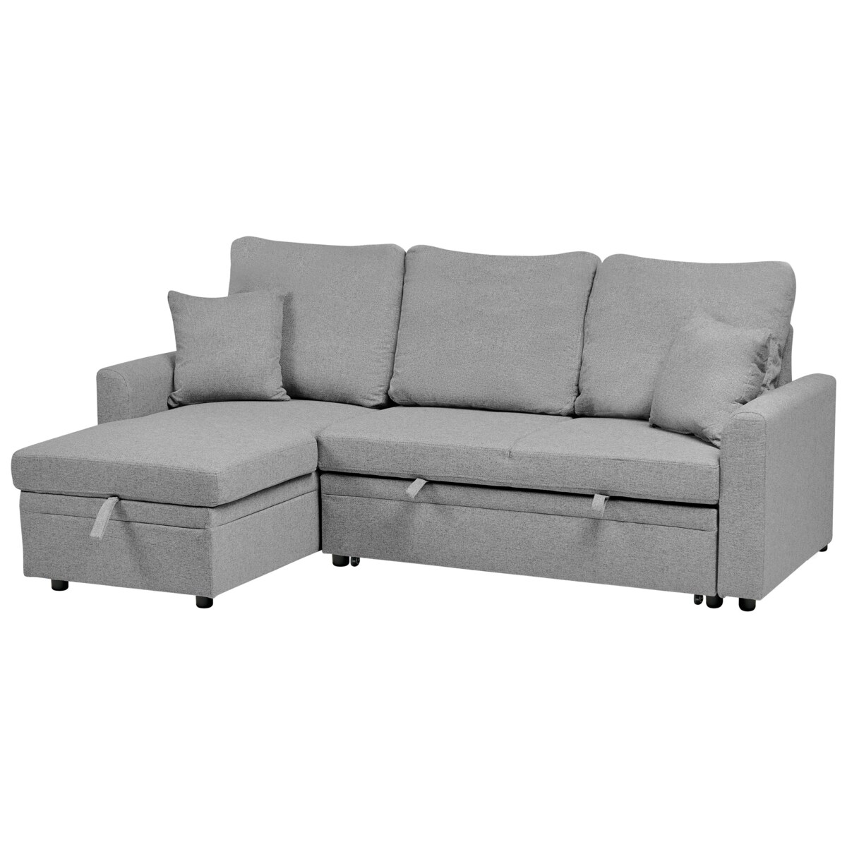 Narożnik rozkładany NASSJO Len syntetyczny Szary dla 3 osób Prawostronny