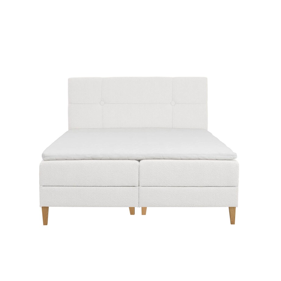 Łóżko kontynentalne EVERTON 140x200 z pojemnikiem, Biały, tkanina Baloo 2073