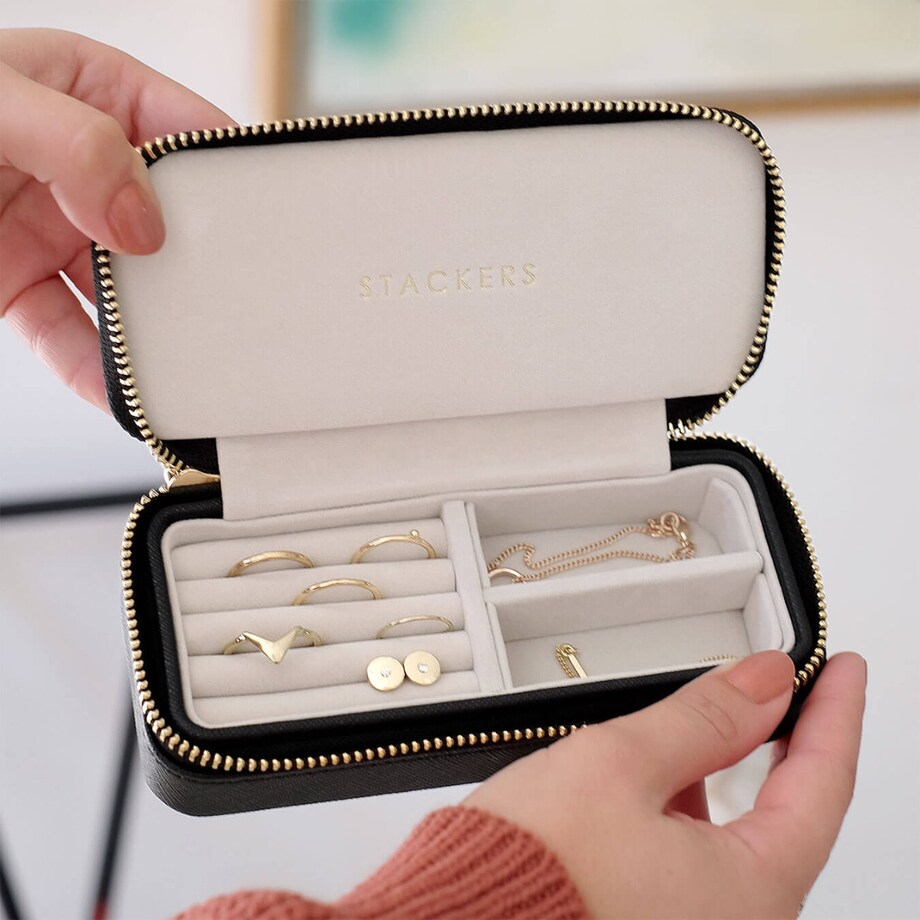 Pudełko podróżne na biżuterię Travel Medium Stackers velvet czarne