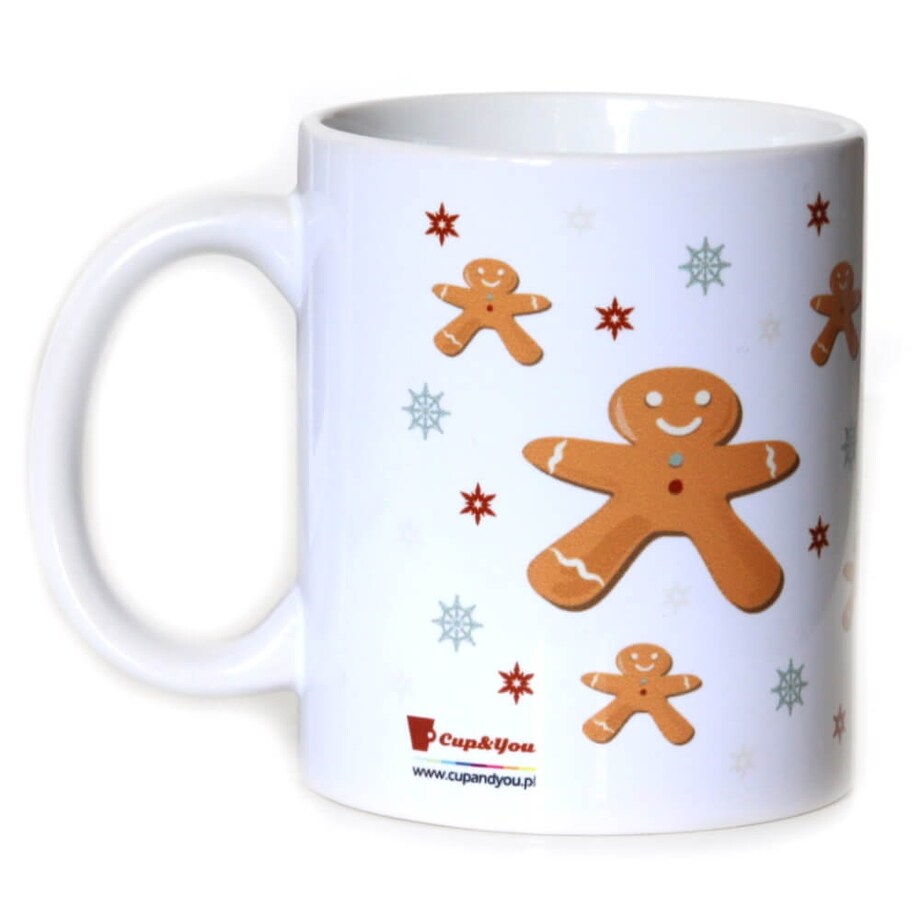Świąteczny kubek ceramiczny 300ml GINGERBREAD MAN - prezent upominek na Boże Narodzenie, święta, Mikołaja, Gwiazdję, pod choinkę zimowy podarunek