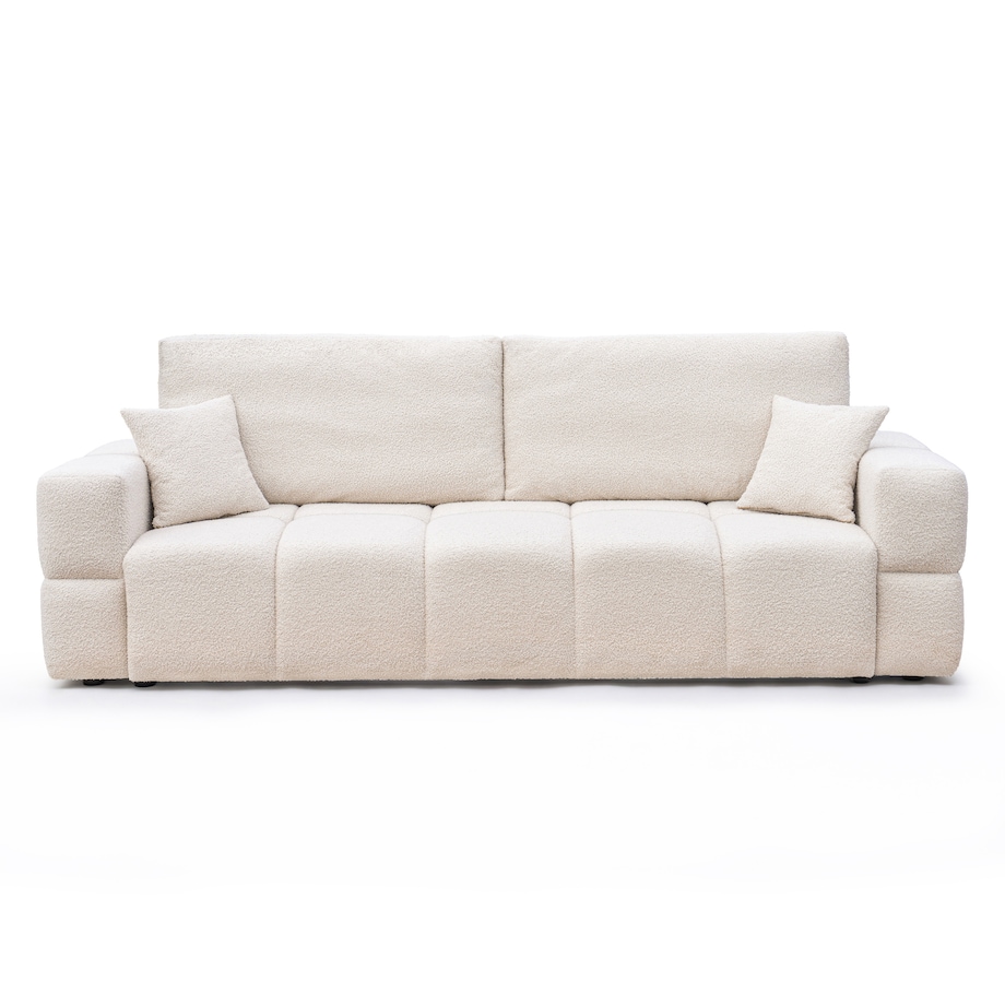 Narożnik KREMOWY tapicerowany BUENO SOFA z funkcją spania i pojemnikiem