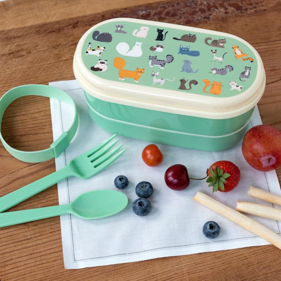 Lunchbox Bento ze sztućcami dla dzieci, Koty, Rex London