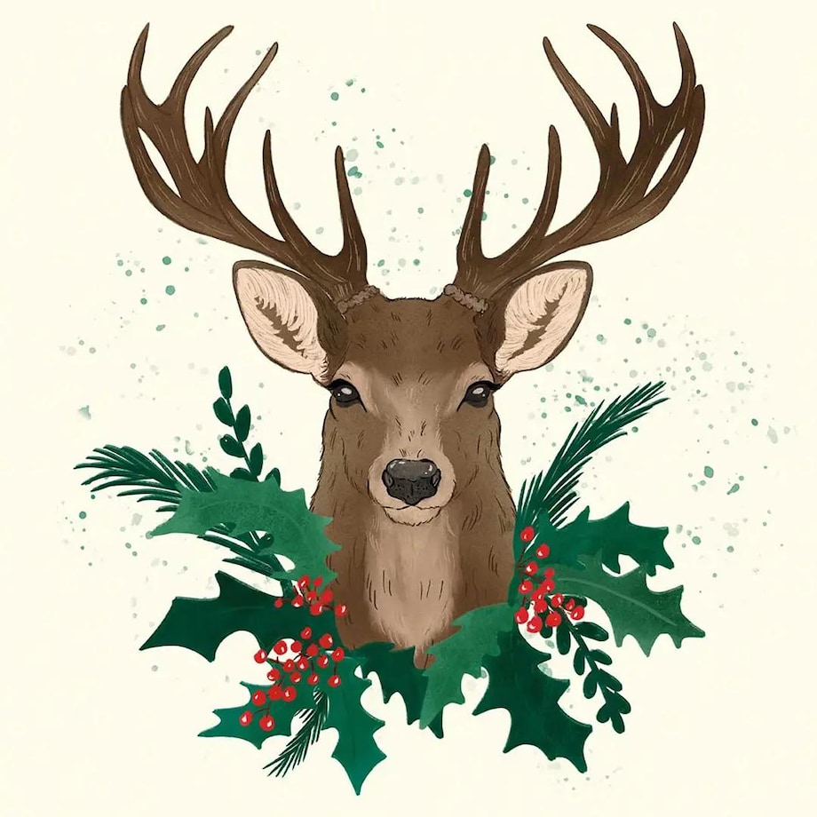 Poduszka świąteczna na krzesło - Jeleń