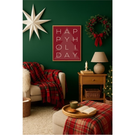 Poster Story, Plakat, Obraz - Happy Holiday na Czerwonym Tle, wymiary 42 x 60 cm
