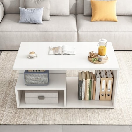 Ława stolik biały kawowy nowoczesny z półką do salonu pokój loft duży 90 cm