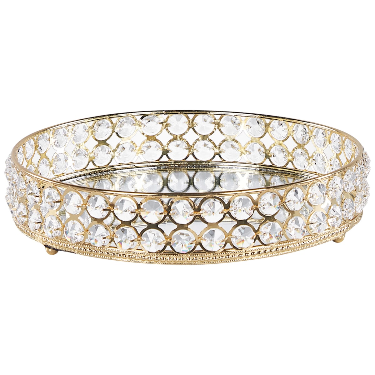 Taca dekoracyjna lustrzana okrągła złota VATAN