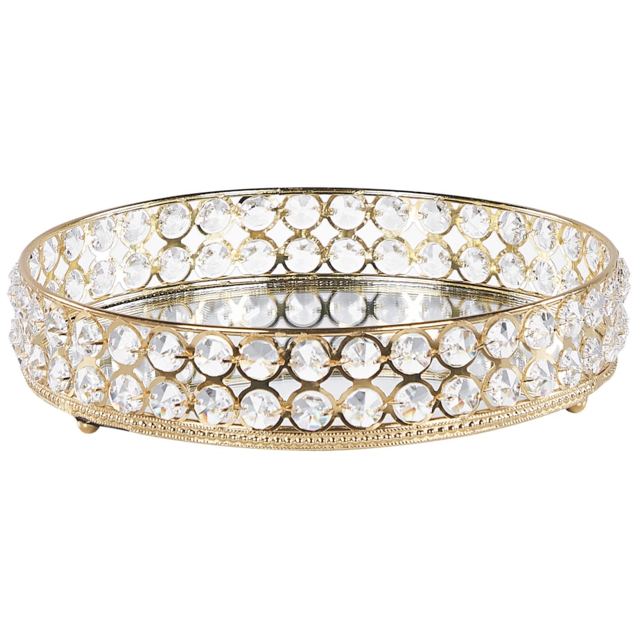 Taca dekoracyjna lustrzana okrągła złota VATAN