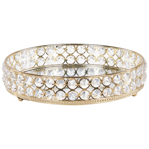 Taca dekoracyjna lustrzana okrągła złota VATAN