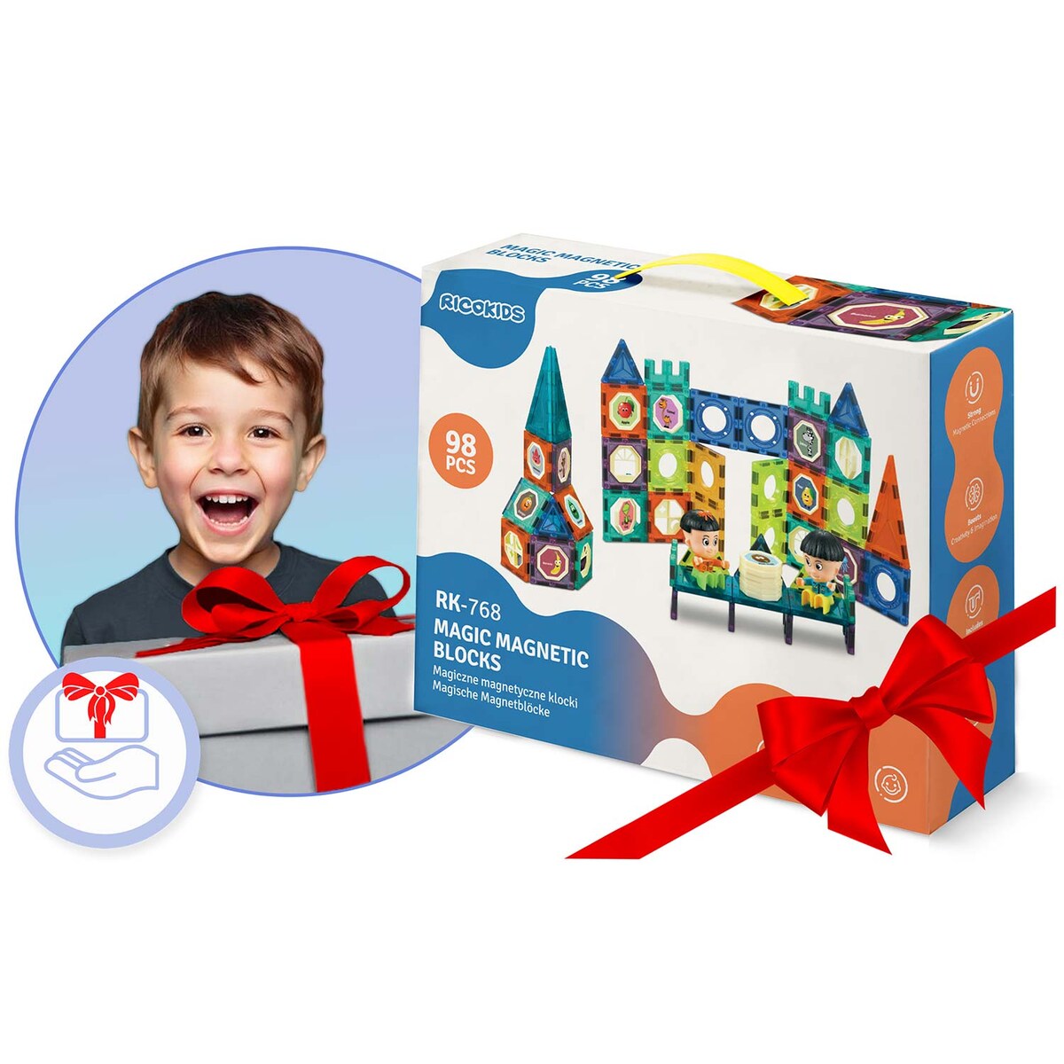 Klocki magnetyczne 3d edukacyjne dla dzieci Ricokids