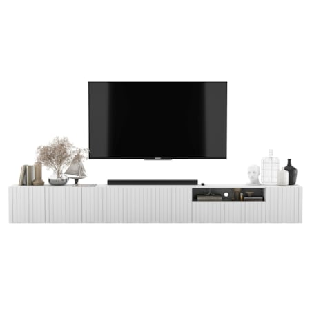 Nowoczesna Wisząca Szafka RTV Glamour Komoda RTV Biały Mat 300 cm