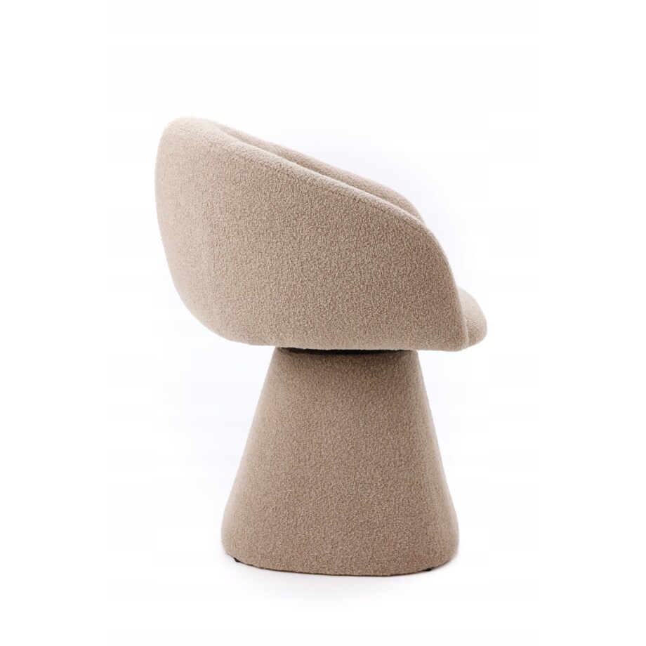 Fotel Obrotowy AUREO Krzesło do Salonu Khaki BOUCLE Nowoczesny Designerski