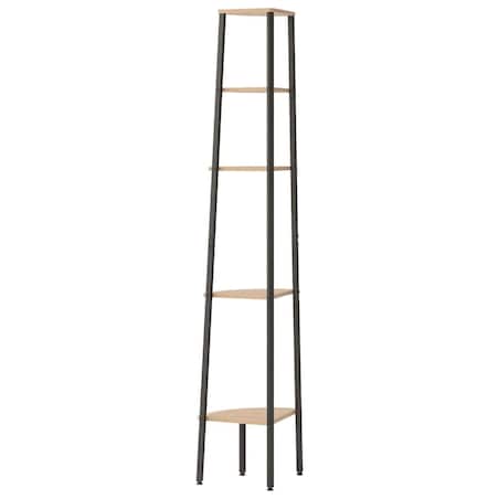 vidaXL Regał narożny, 5 półek, jasnobrązowo-czarny, 45,5x31,5x180 cm