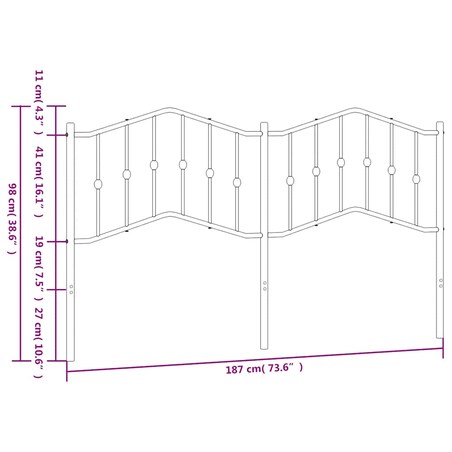 vidaXL Metalowe wymienne wezgłowie, czarne, 180 cm