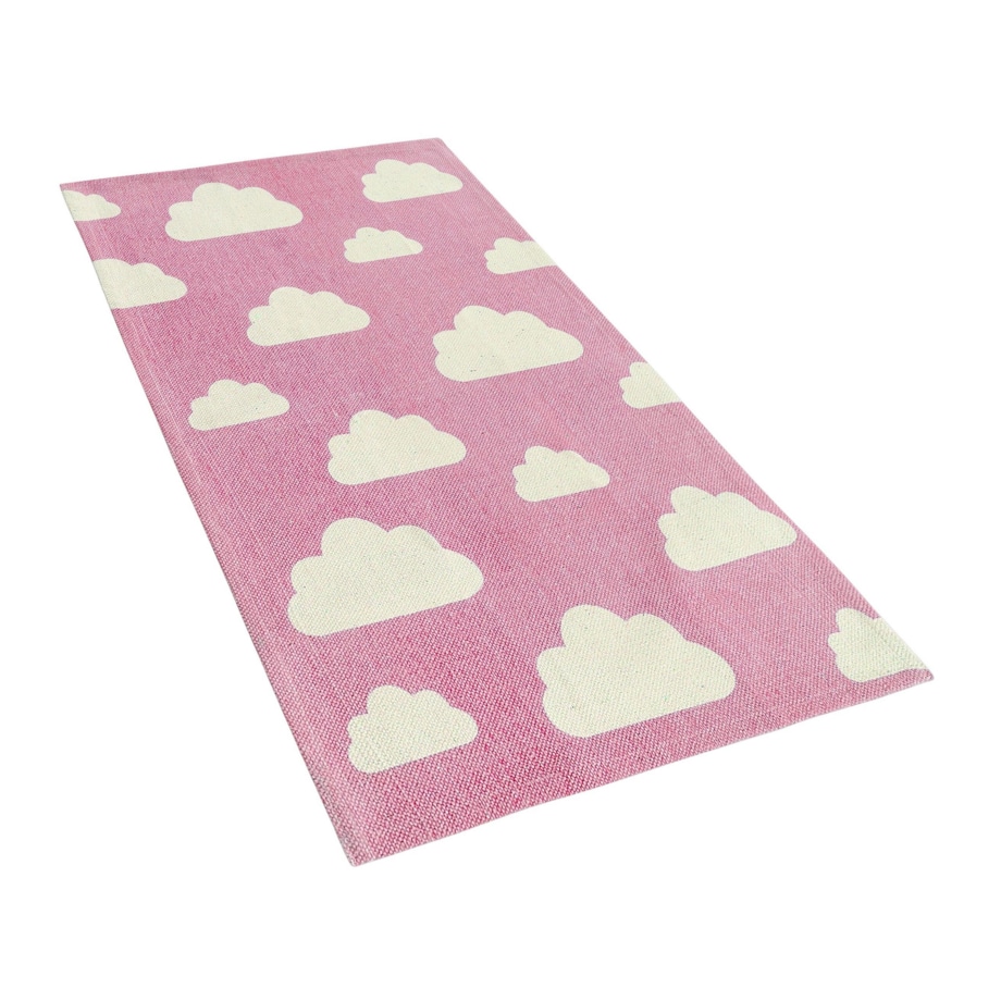 Dywan dziecięcy bawełniany motyw chmur 60 x 90 cm różowy GWALIJAR