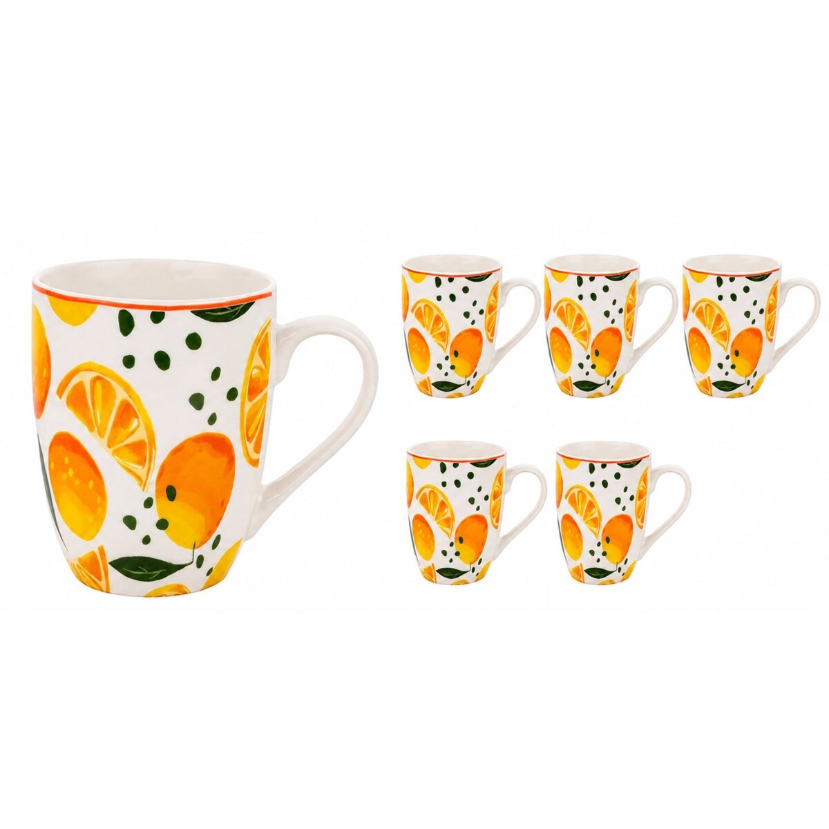Zestaw 6x Kubek Ceramiczny 340 ml Kubki do Kawy Herbaty napoje Wzór Orange