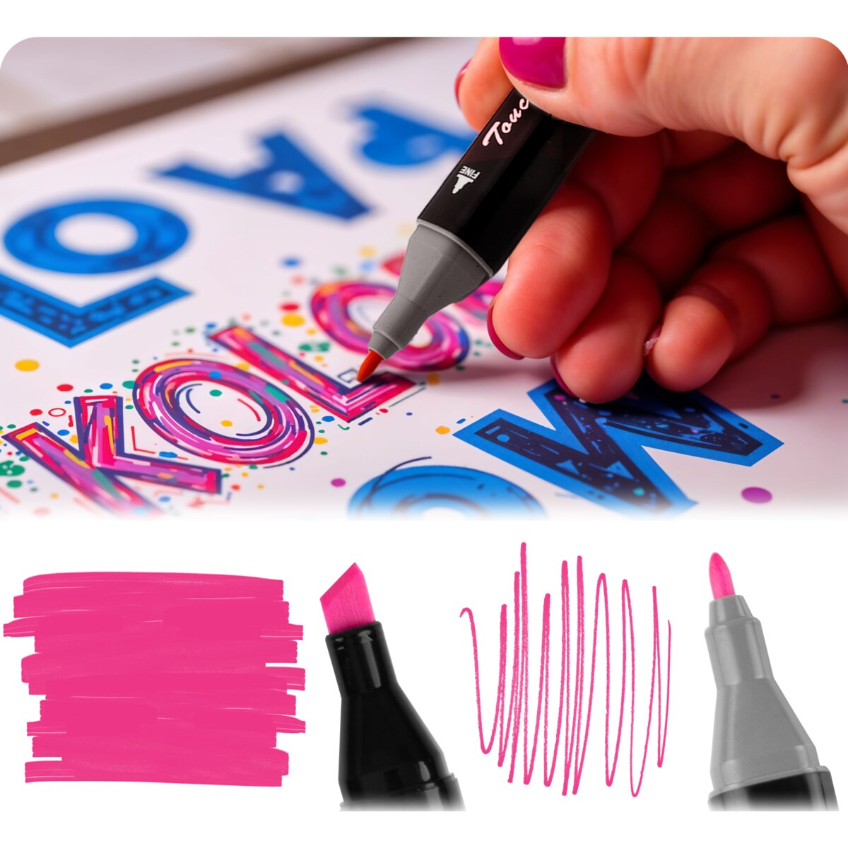 Markery 168 szt dwustronne flamastry pisaki mazaki + torba Nukido