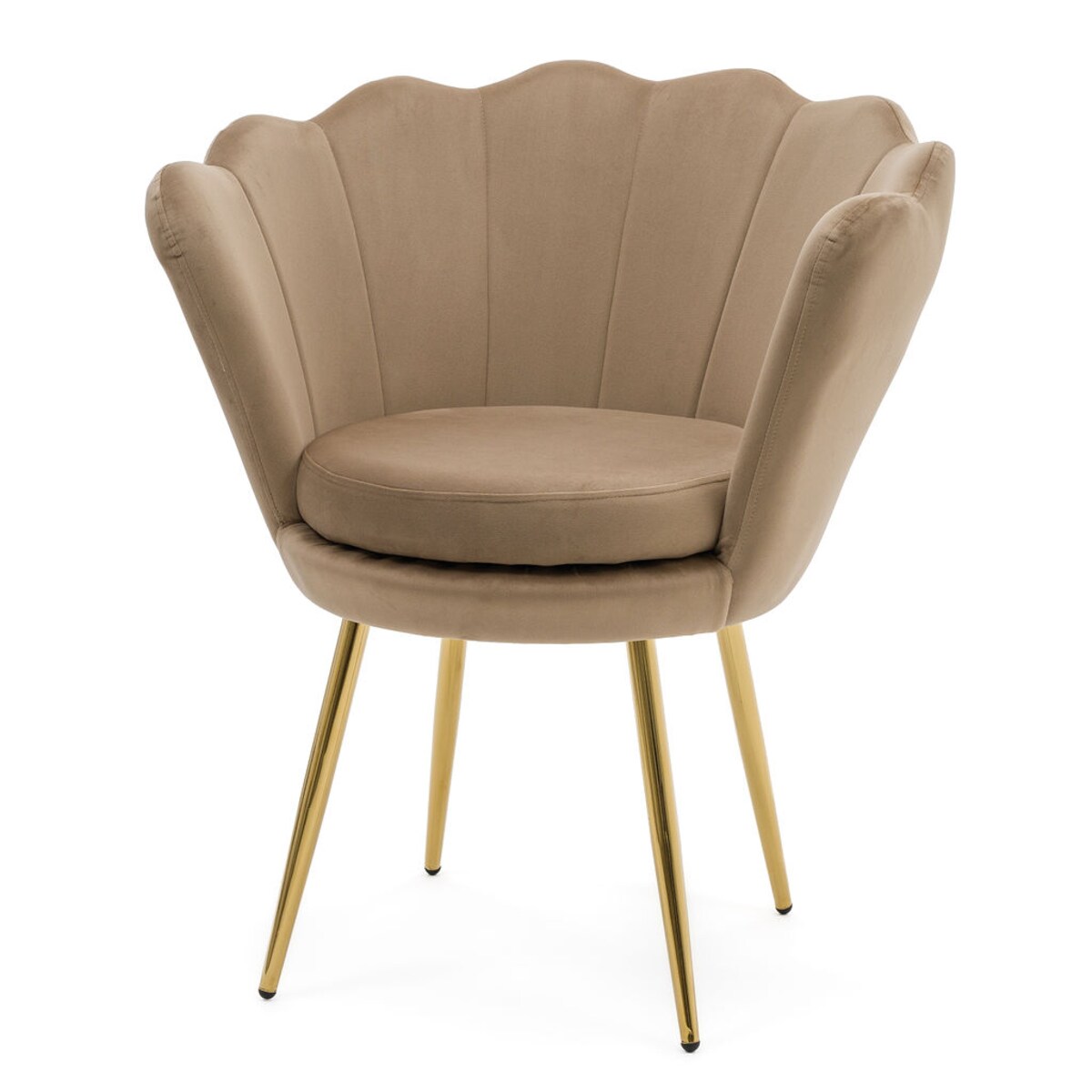 Krzesło muszelka SHELL tapicerowane do salonu jadalni biura welurowe złote