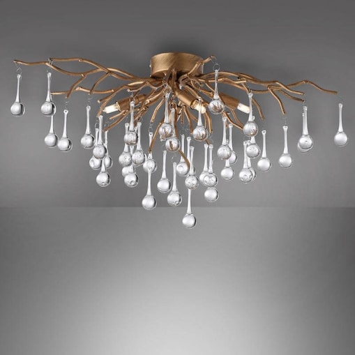Sufitowa lampa glamour Icicle crystal nad stolik mosiądz