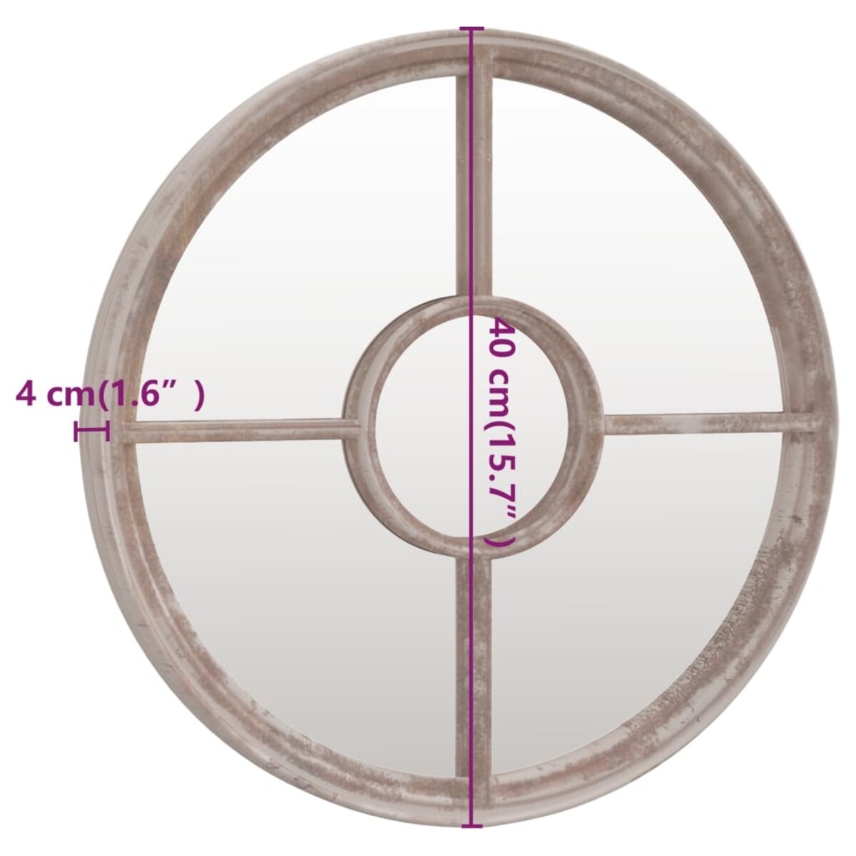 vidaXL Lustro ogrodowe, kolor piaskowy, 40x4 cm, okrągła żelazna rama