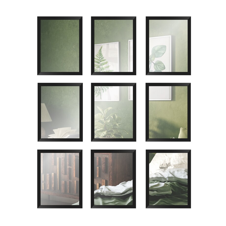 Zestaw 9 lusterek z ramą 20x26 cm do zwieszenia, lustrzana galeria ścienna