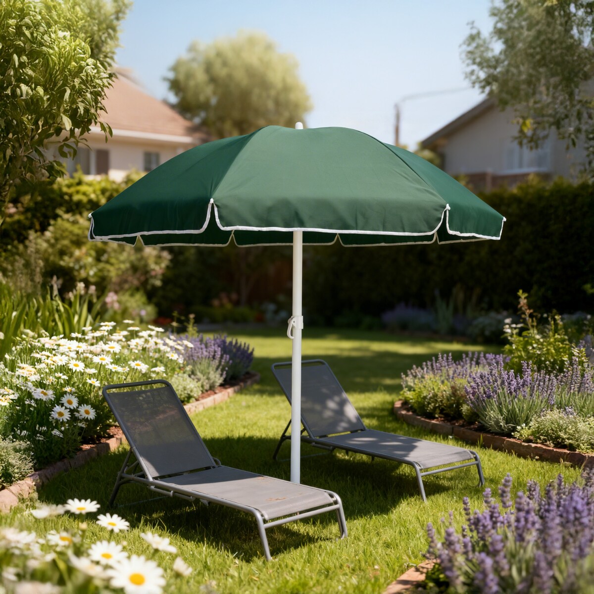 Parasol ogrodowy JUMI składany plażowy na balkon taras łamany z falbaną 240 cm 1 szt.