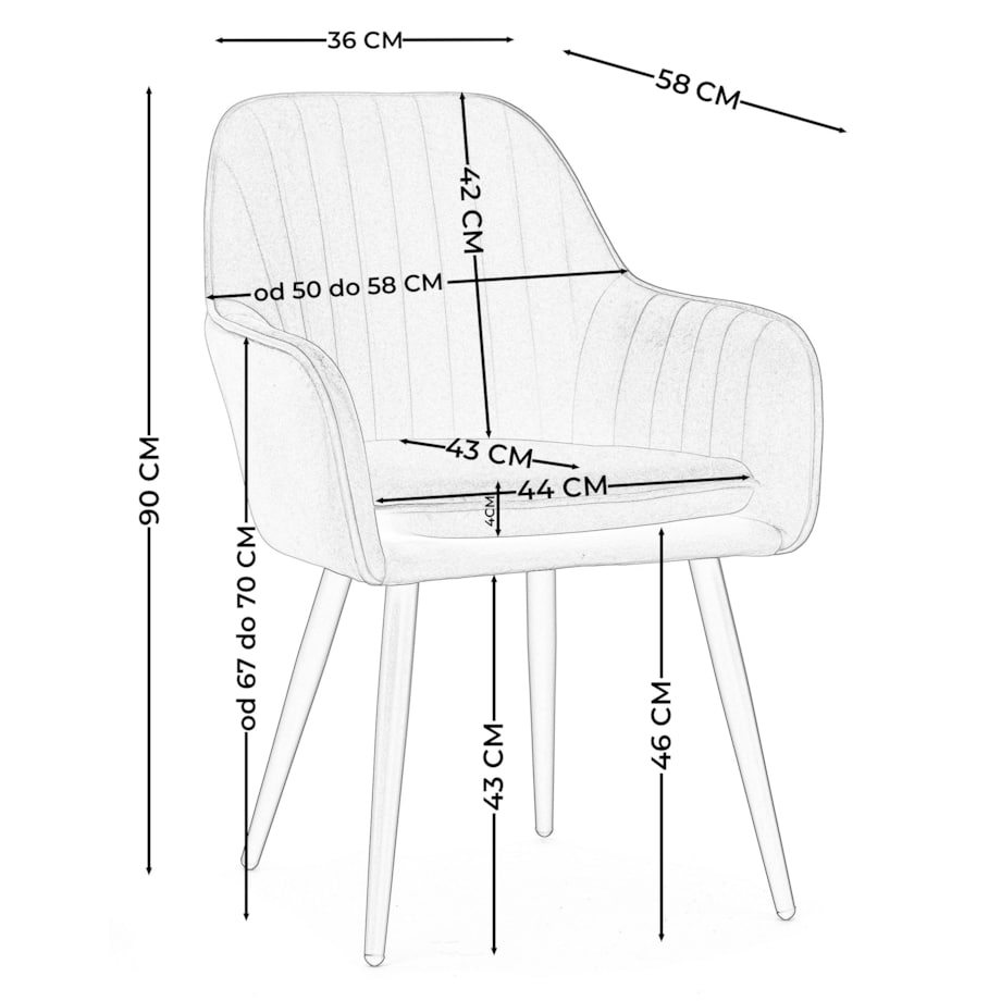 Krzesło tapicerowane EMILIA jasnobeżowa welur salon jadalnia